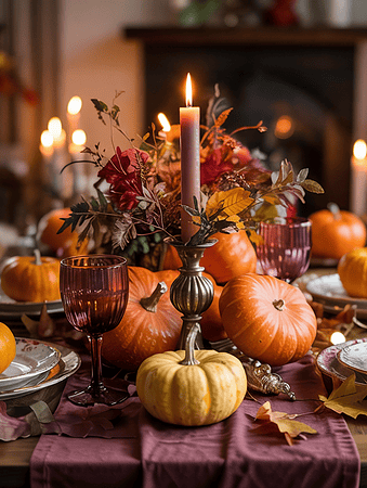 fall tablescape ideas with pumpkins and candles