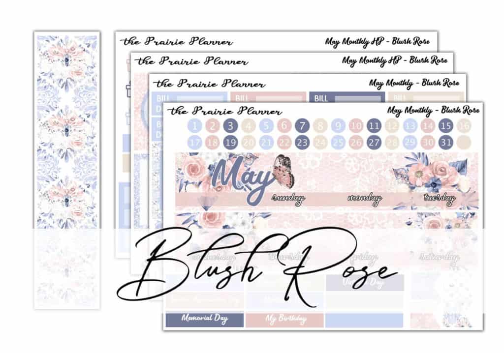 blue and rose gold may monthly planner stickers