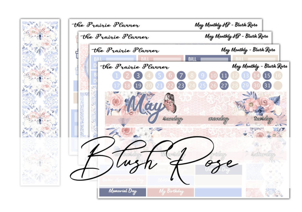 blue and rose gold may monthly planner stickers