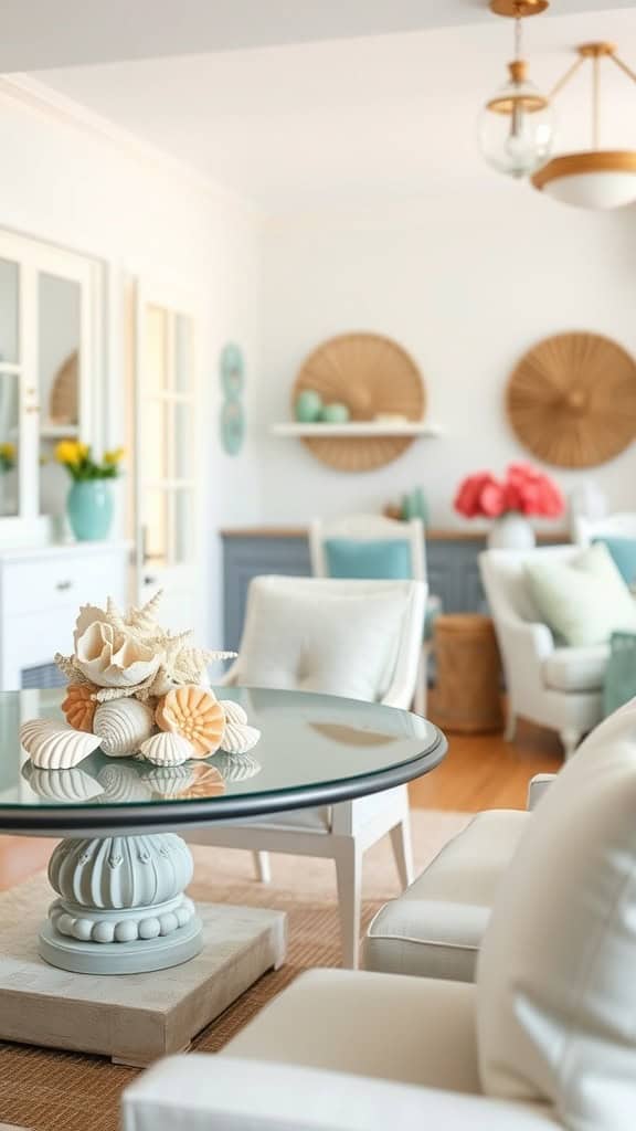 Elegant seashell centerpiece for beach-themed home decor and table settings.