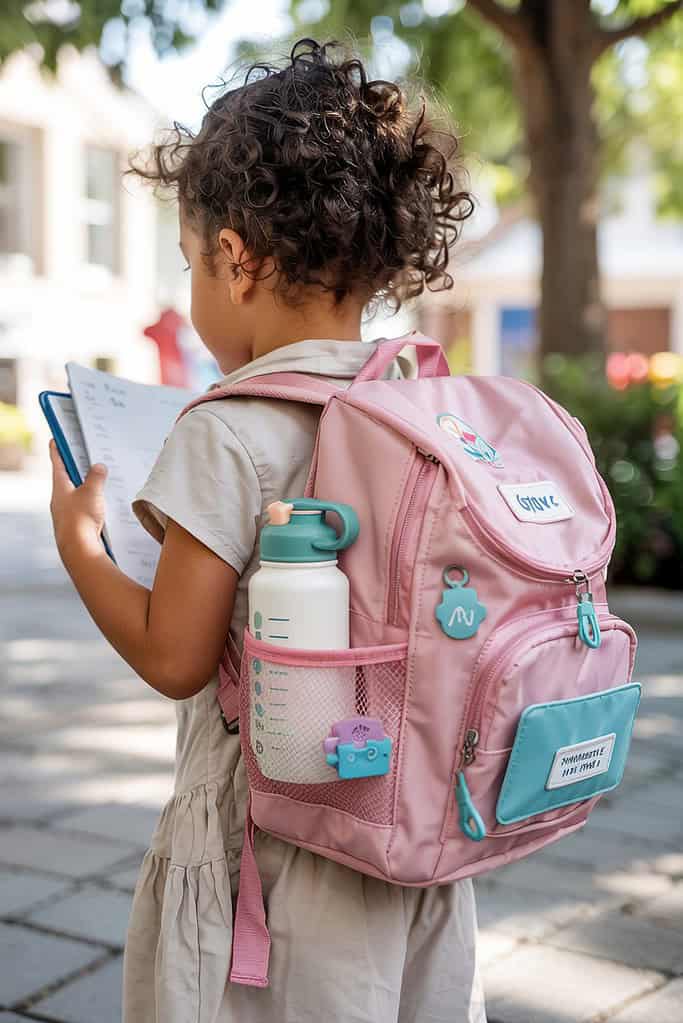 a girl with a backpack