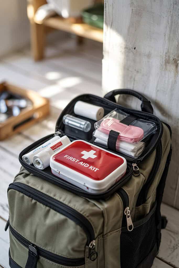 a first aid kit in a bag